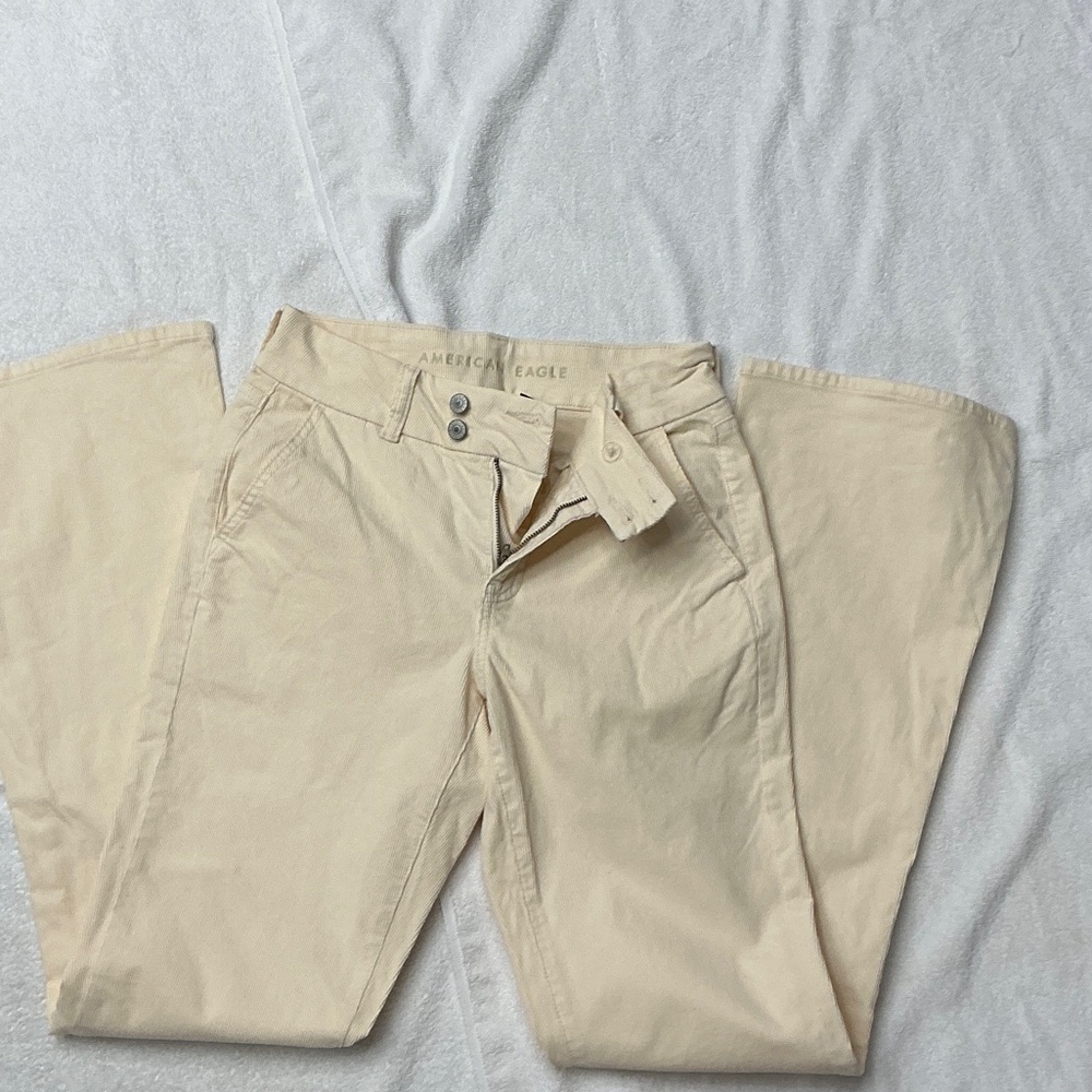 American Eagle Outfitters Cream Boot Flare Pants